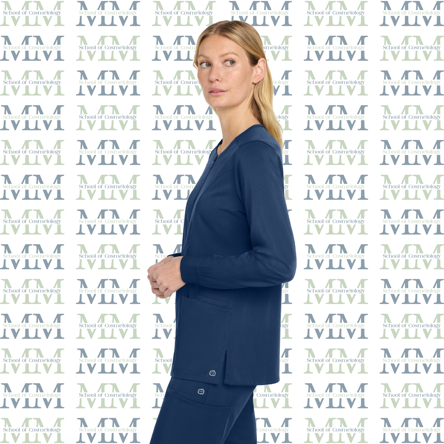 Women’s Premiere Flex Embroidered Full-Zip Scrub Jacket, Navy