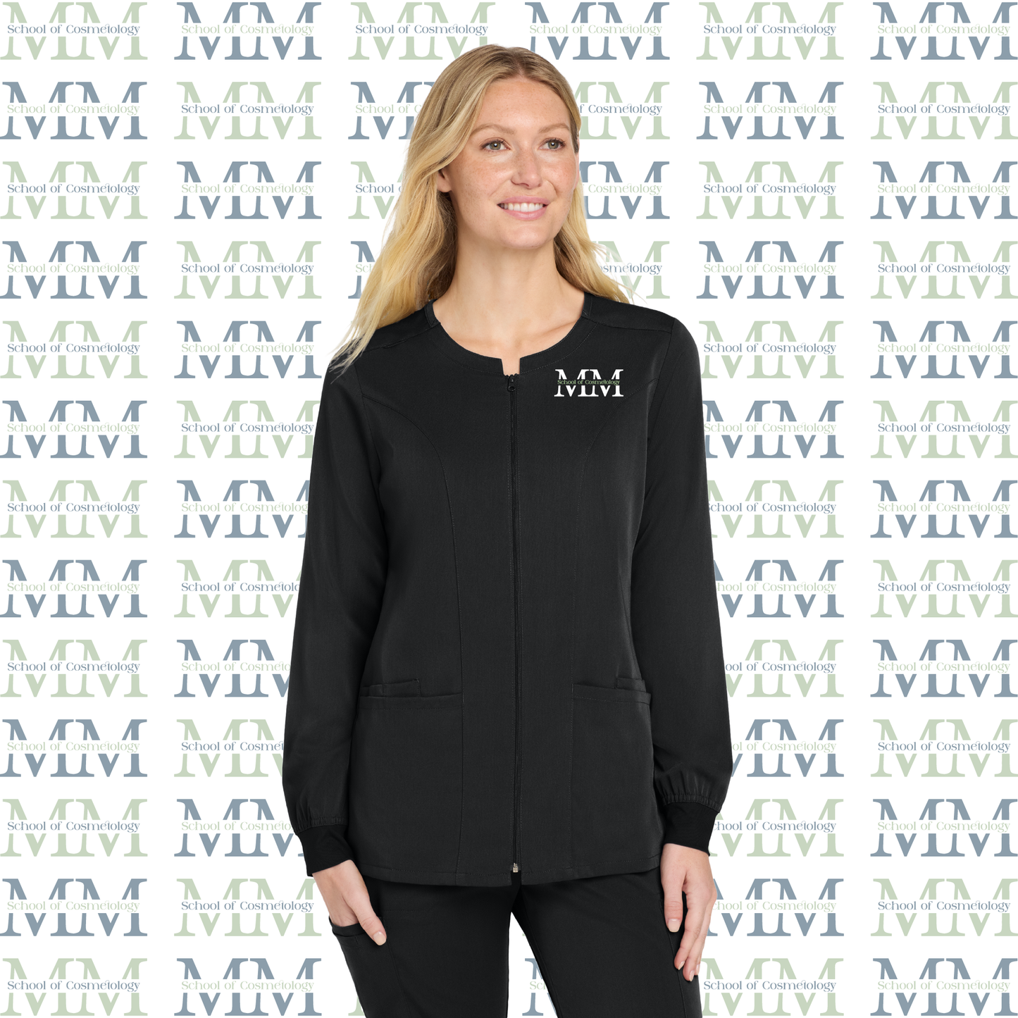 Women’s Premiere Flex Embroidered Full-Zip Scrub Jacket, Black