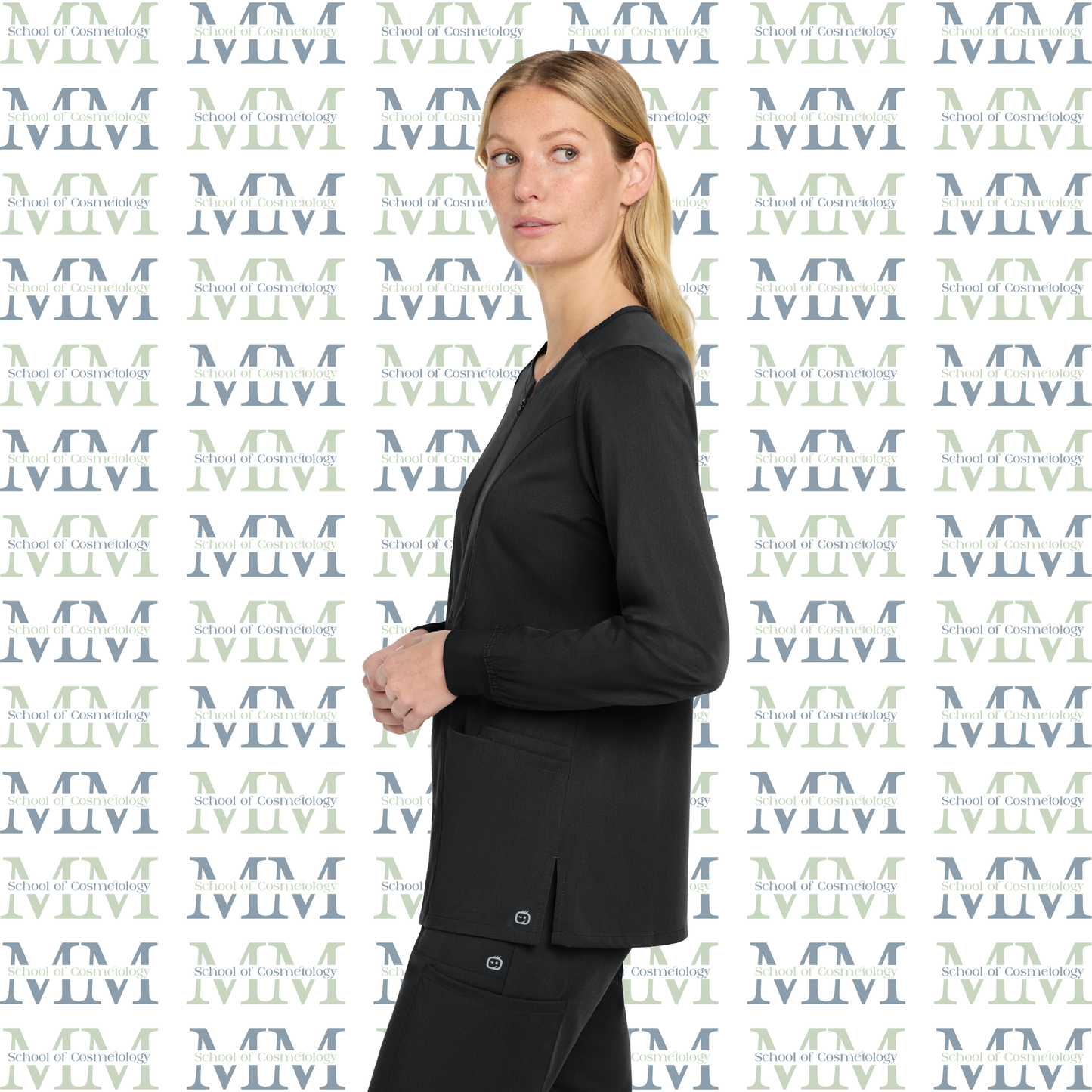 Women’s Premiere Flex Embroidered Full-Zip Scrub Jacket, Black