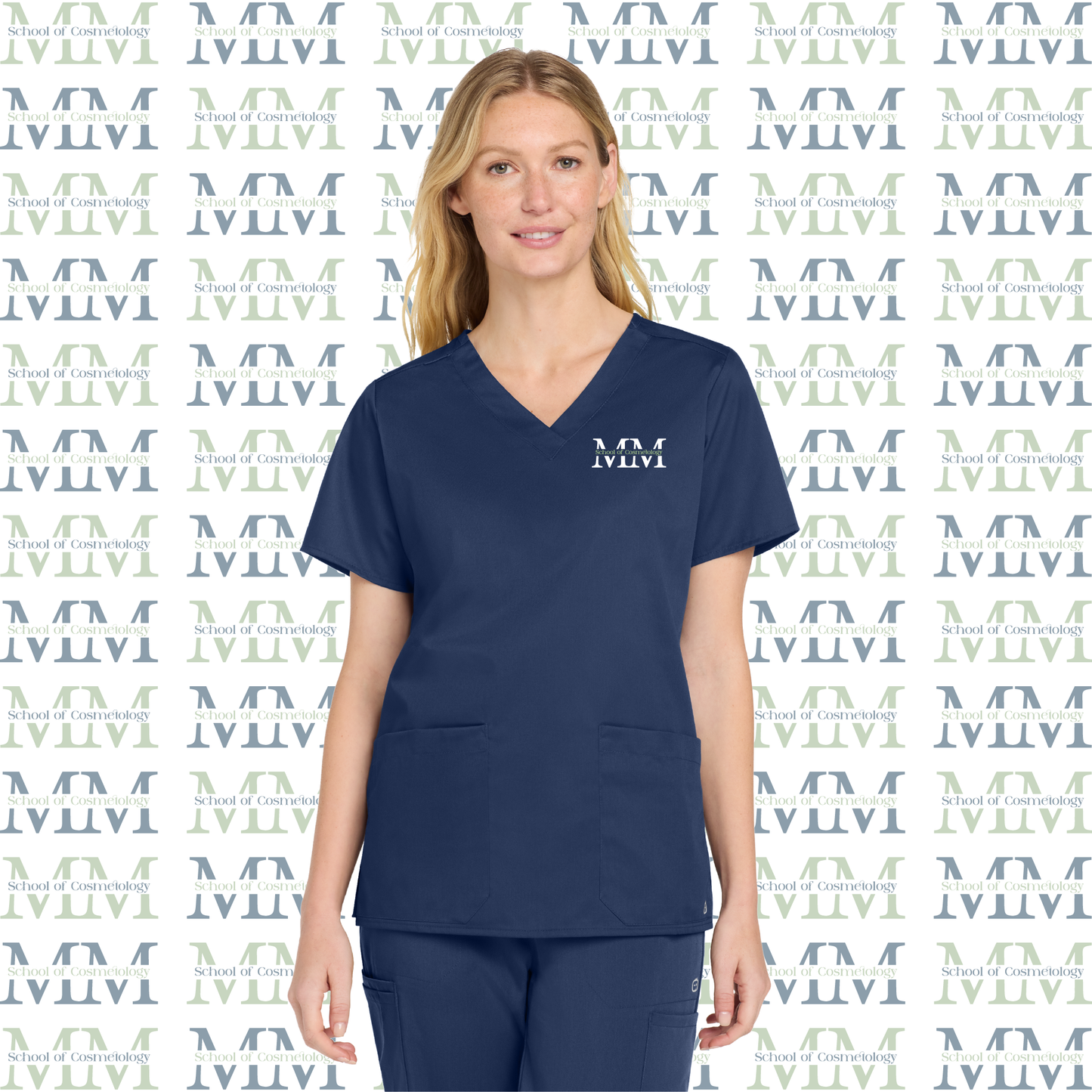 Women’s WorkFlex Embroidered V-Neck Top, Navy