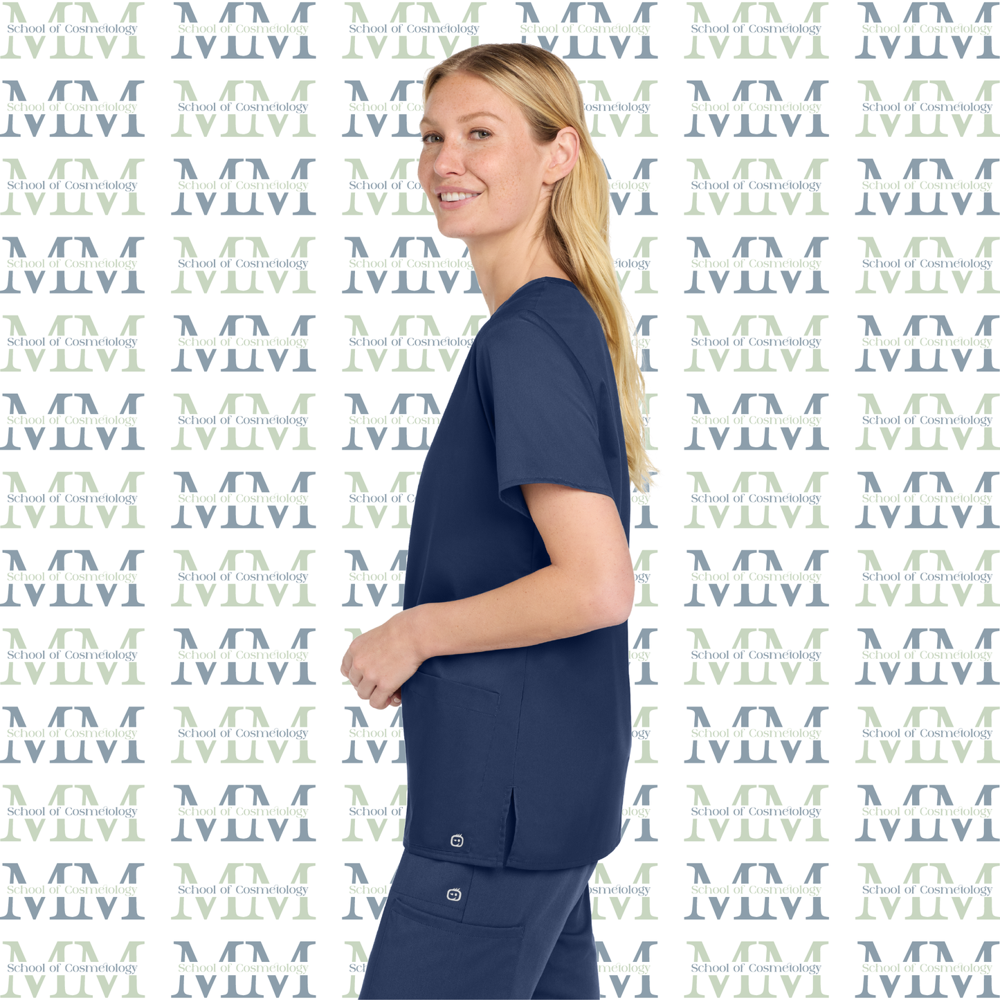 Women’s WorkFlex Embroidered V-Neck Top, Navy