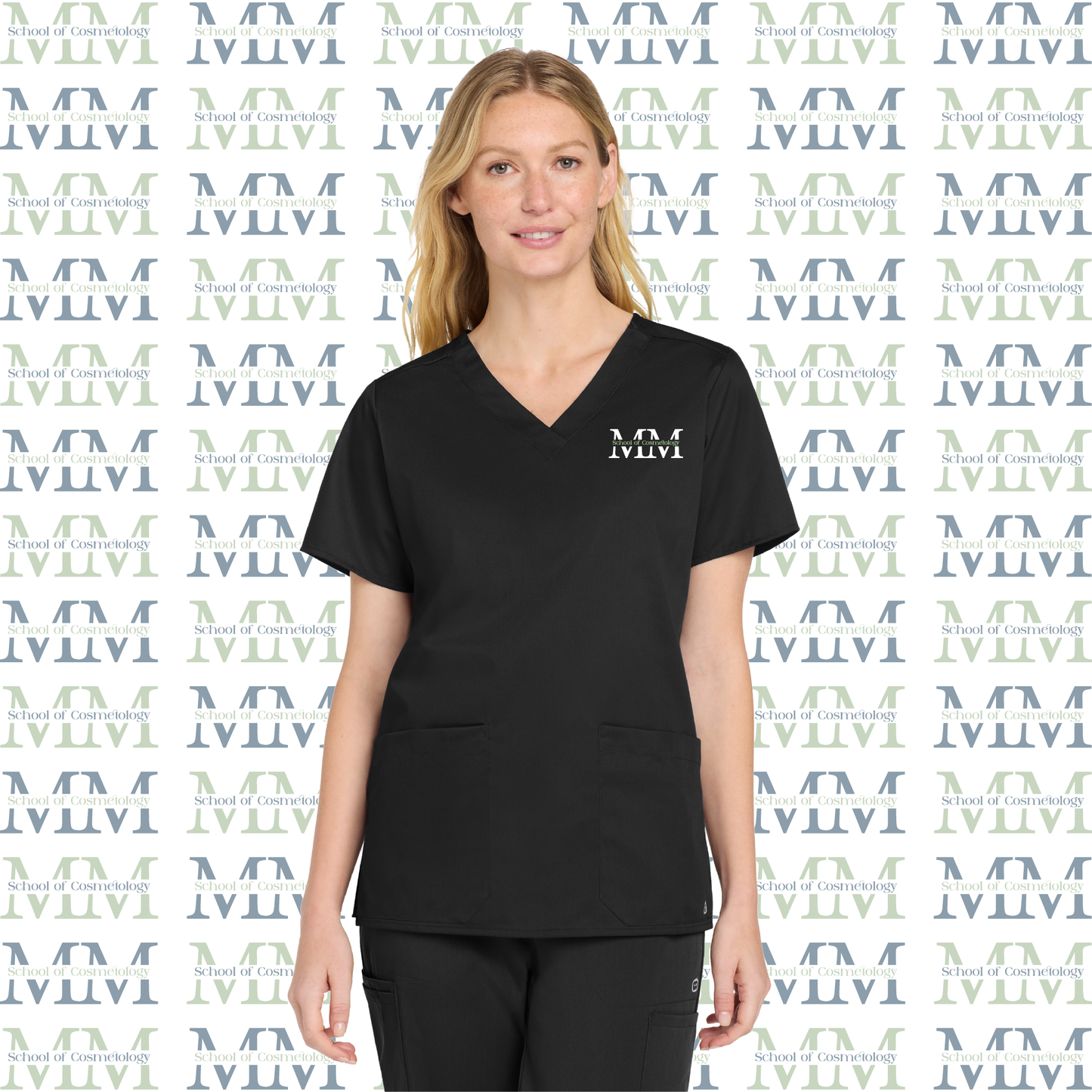 Women’s WorkFlex Embroidered V-Neck Top, Black
