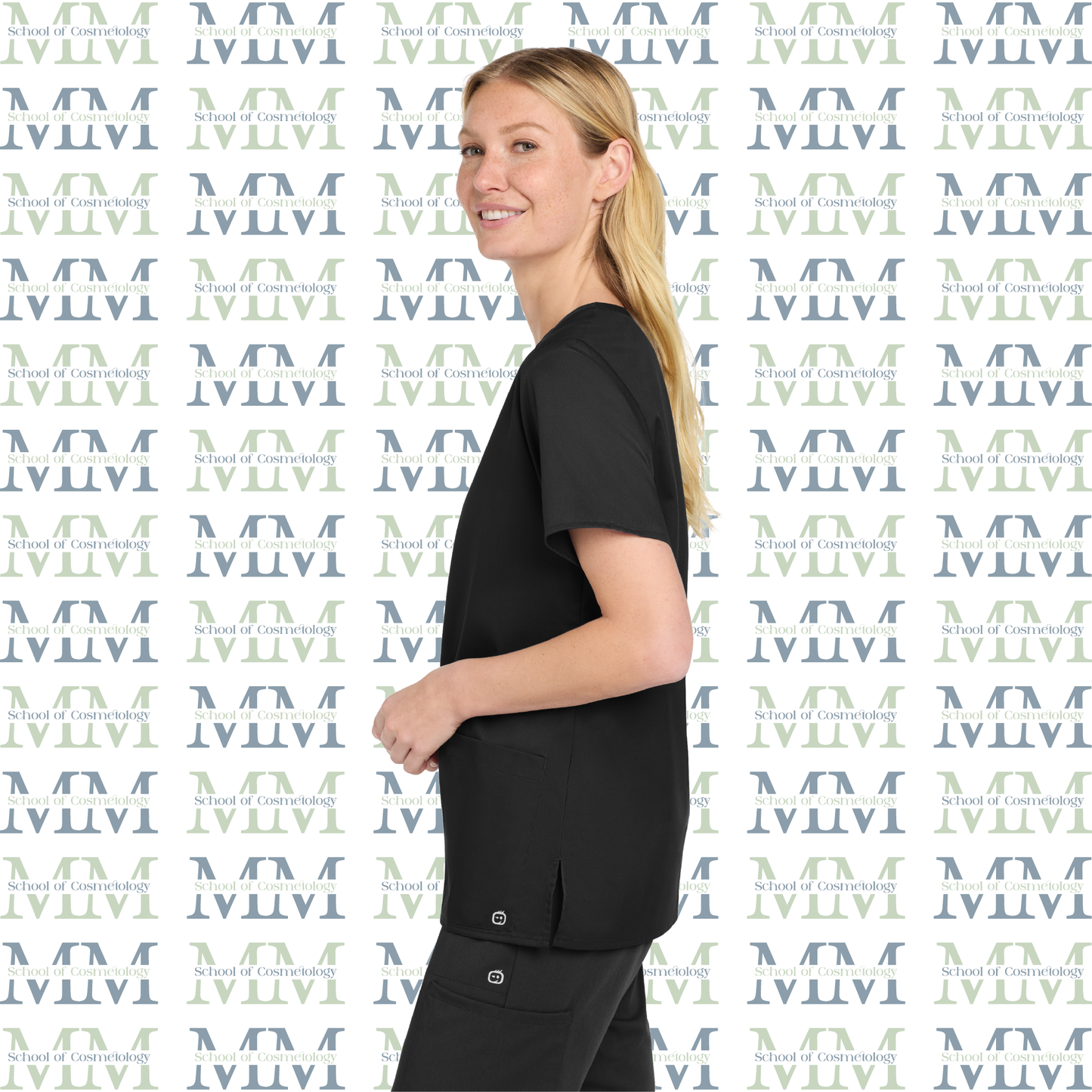 Women’s WorkFlex Embroidered V-Neck Top, Black