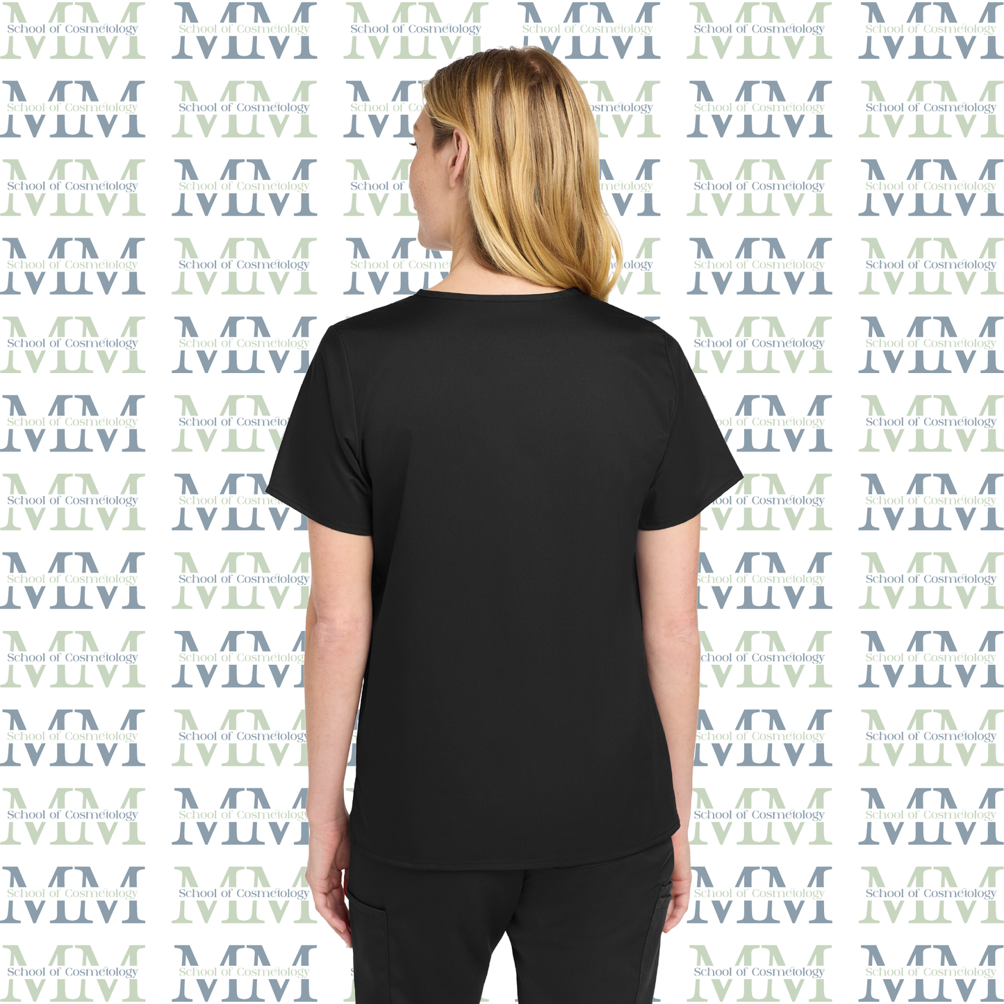 Women’s WorkFlex Embroidered Mock Wrap Top, Black