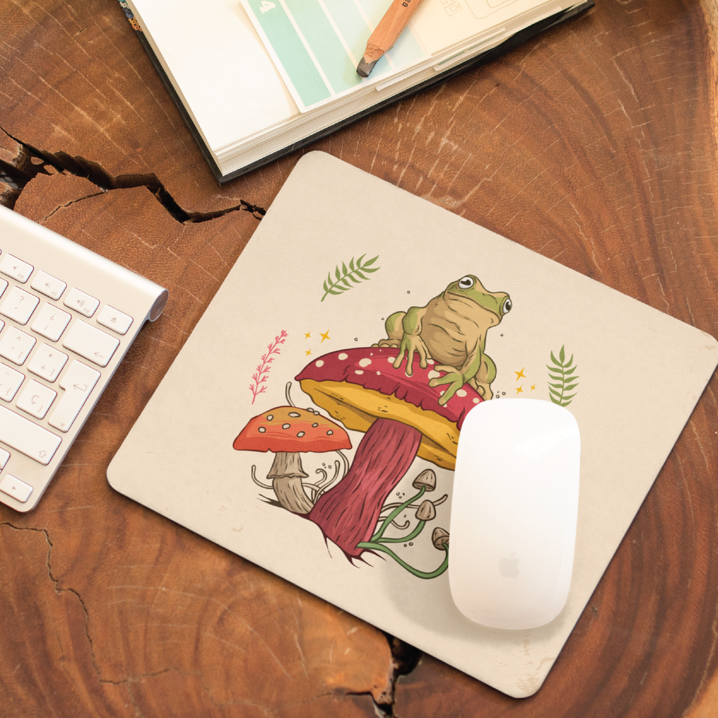 Mushroom and Frog Mouse Pad