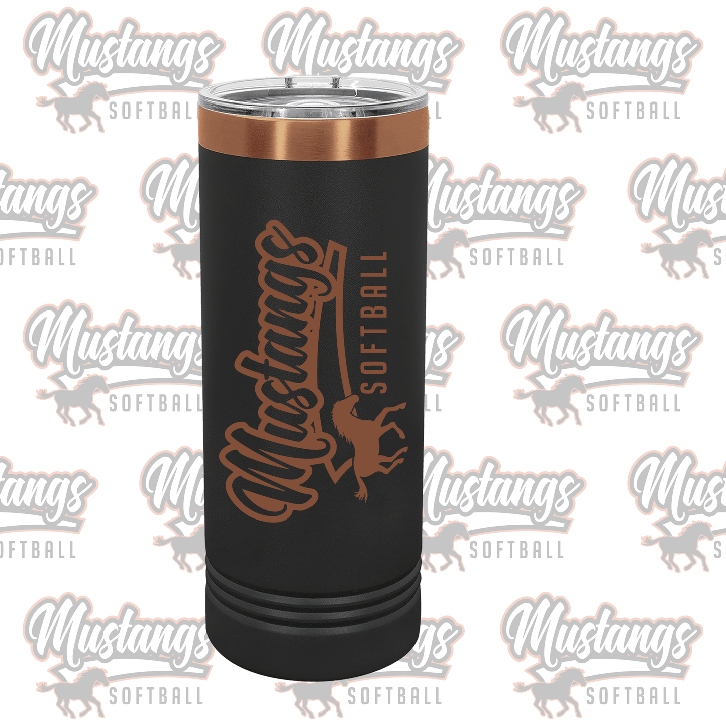 Clio Mustangs Softball Skinny Tumbler