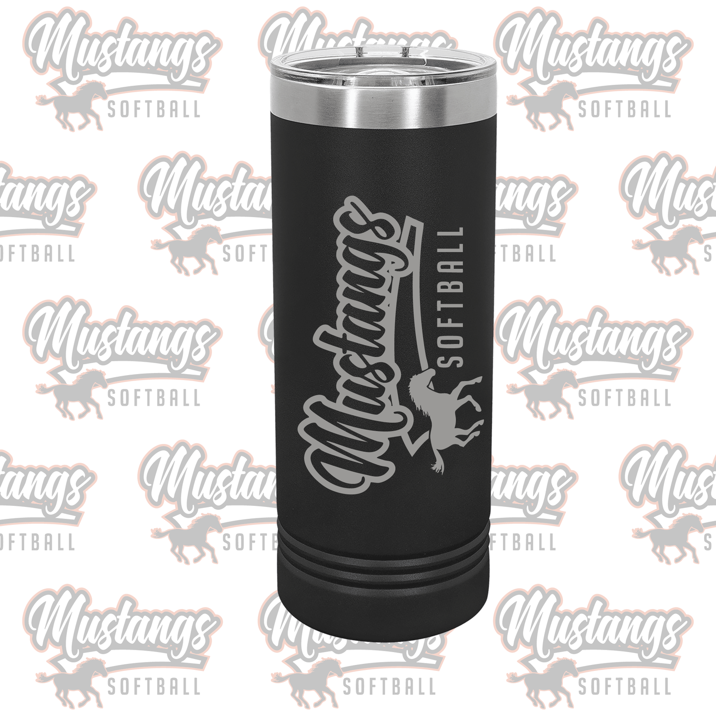 Clio Mustangs Softball Skinny Tumbler