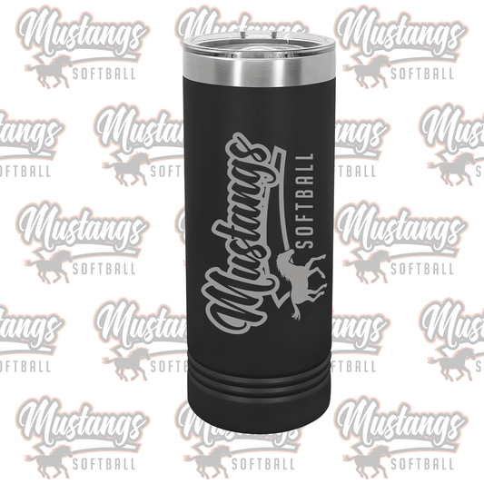 Clio Mustangs Softball Skinny Tumbler