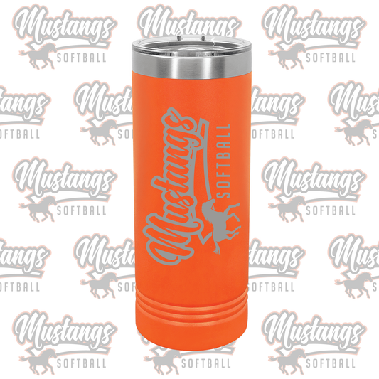 Clio Mustangs Softball Skinny Tumbler