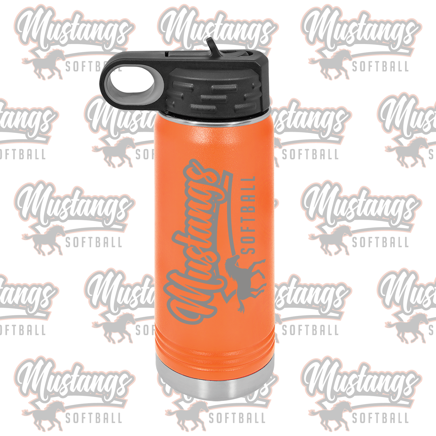 Clio Mustangs Softball Water Bottle