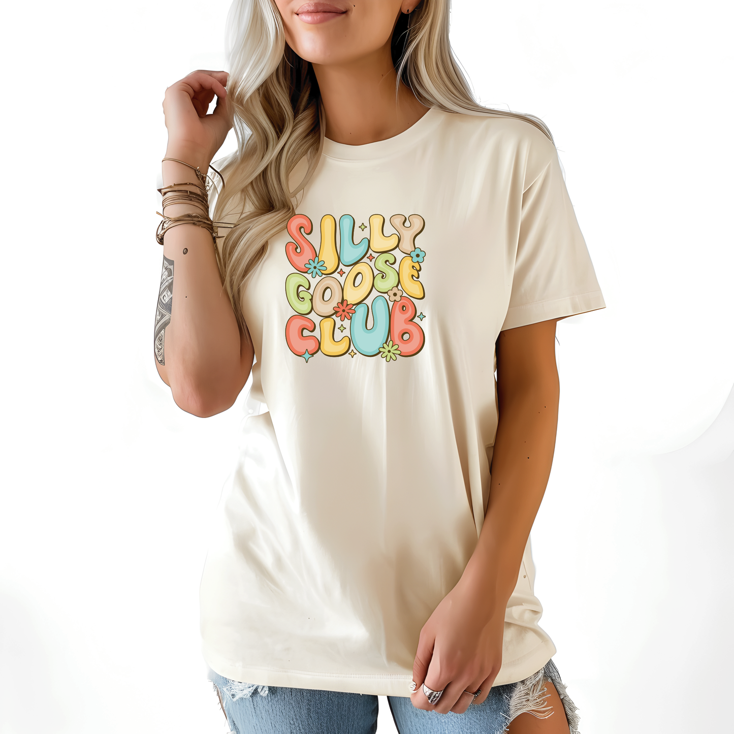 Silly Goose Club Flowered T-Shirt