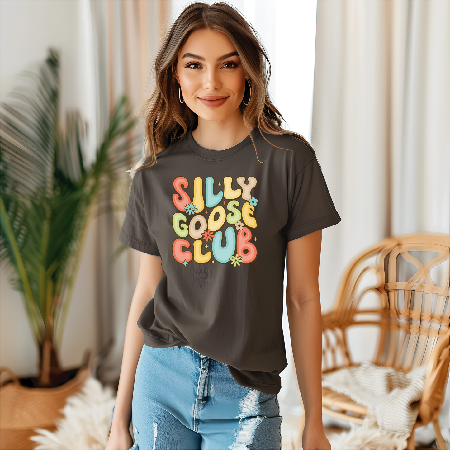 Silly Goose Club Flowered T-Shirt