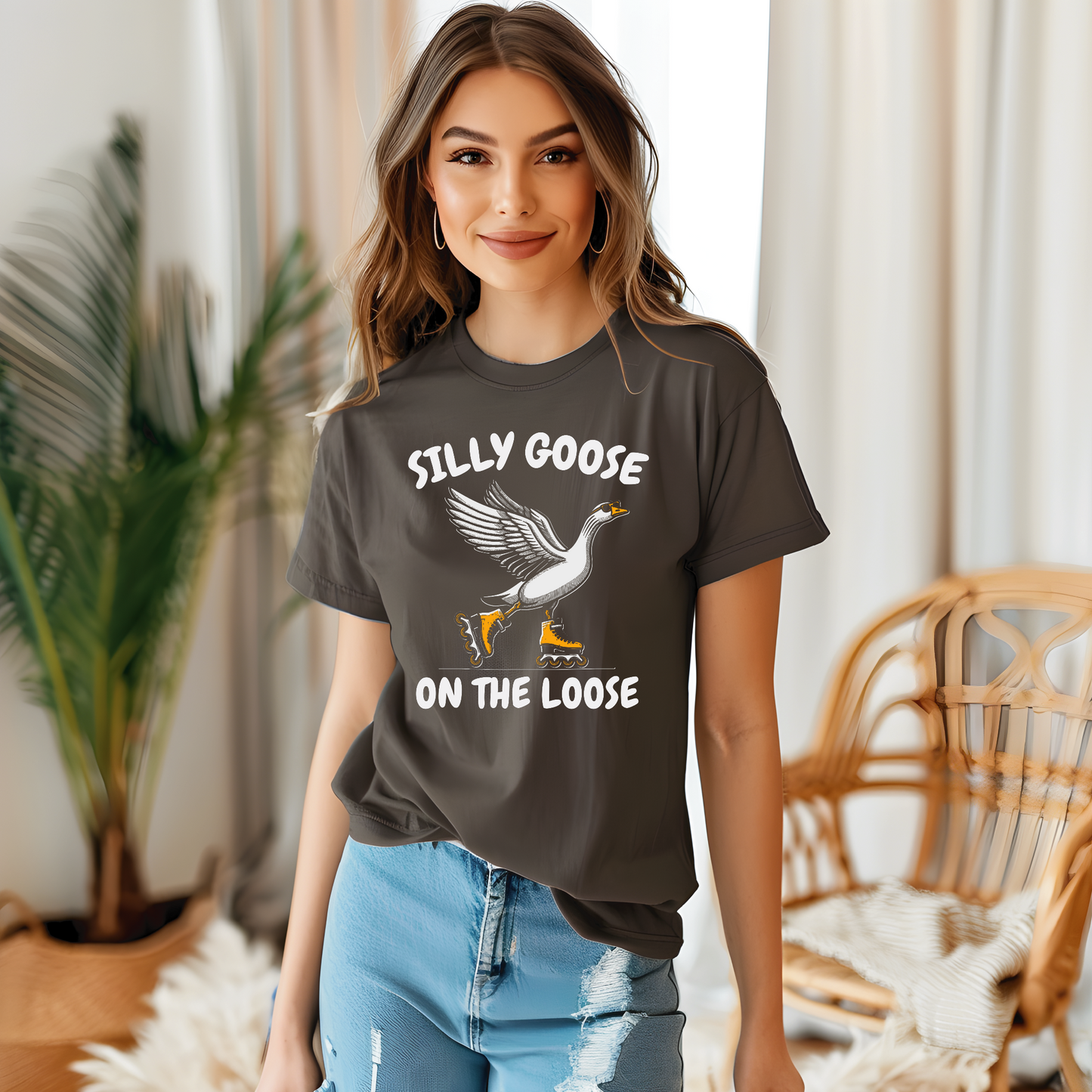 Silly Goose On The Loose Rollerblading T-Shirt