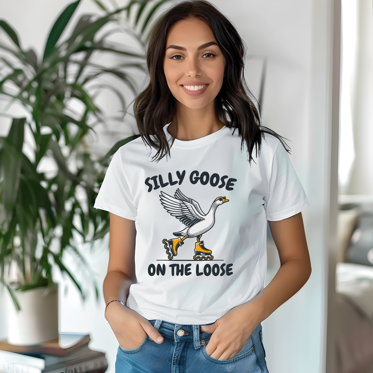 Silly Goose On The Loose Rollerblading T-Shirt