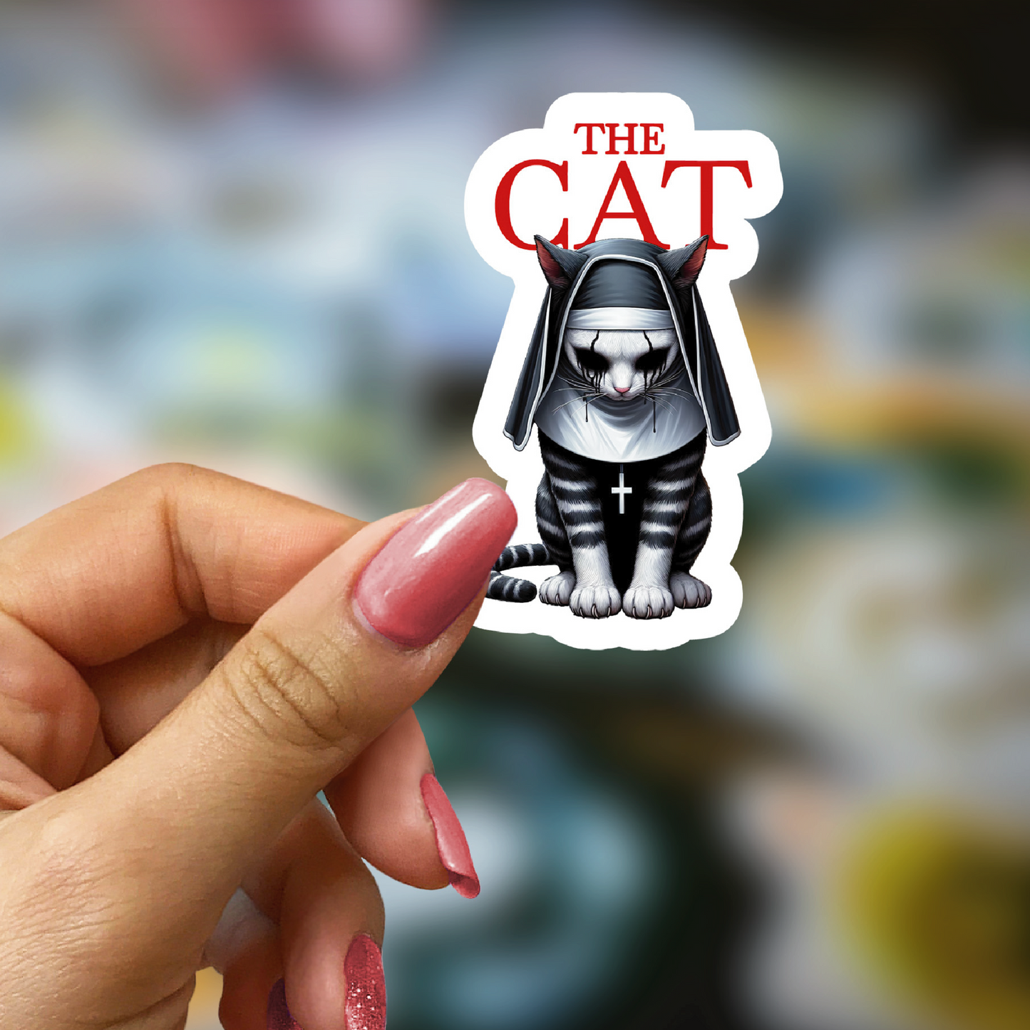 Halloween Horror Cat Die Cut Sticker