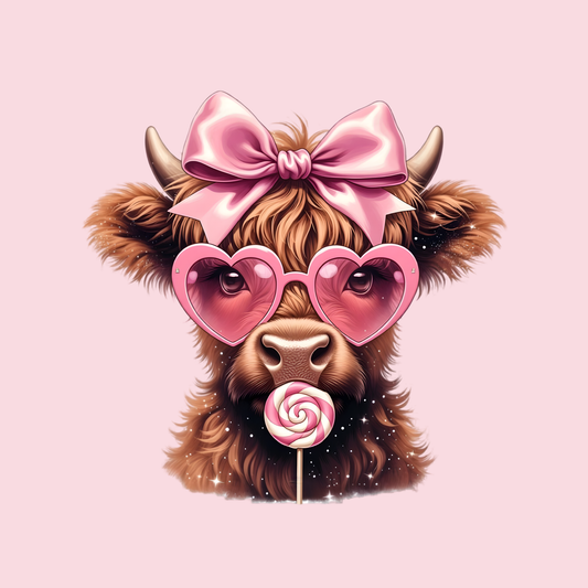 Highland Cow Valentine's Day DTF Transfer