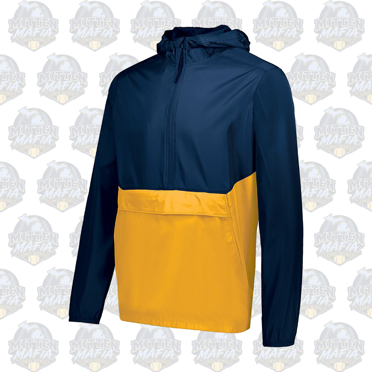 Mitten Mafia  Embroidered 1/4 Zip Windbreaker With Hood