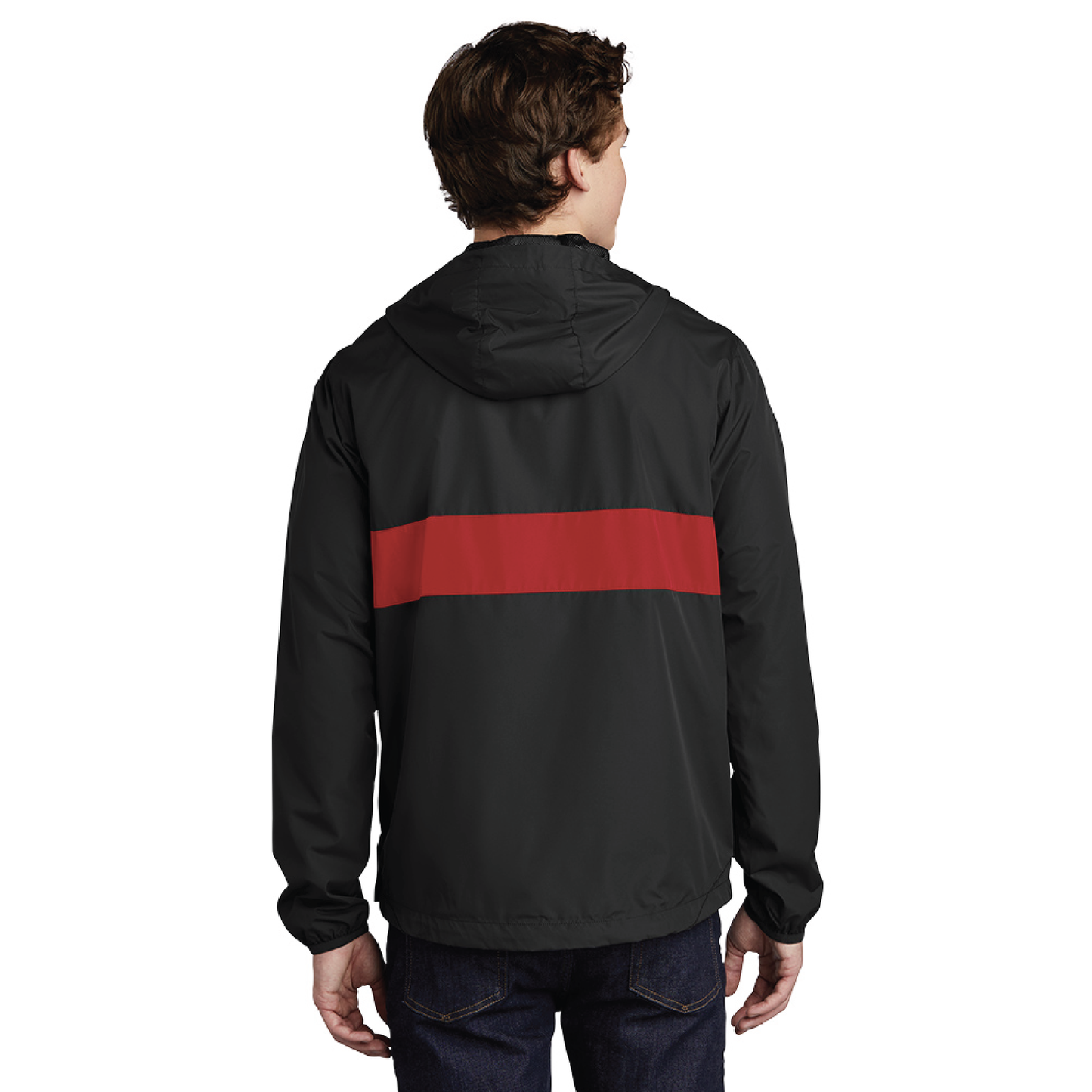 Embroidered Rams 1/4 Zip Windbreaker With Hood