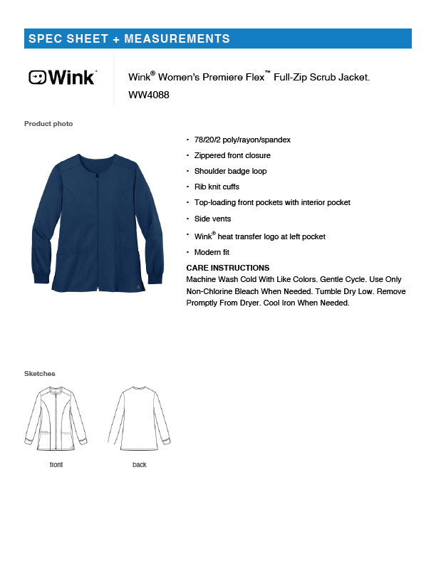 Women’s Premiere Flex Embroidered Full-Zip Scrub Jacket, Navy